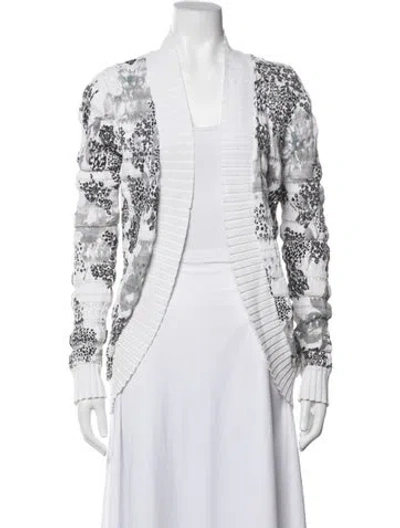 Pre-owned Alberto Makali Animal Print V-neck Sweater In White
