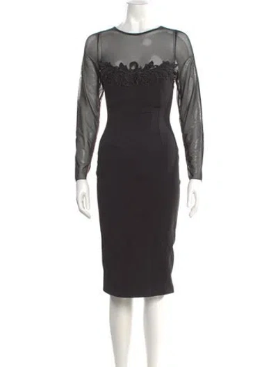 Pre-owned Alberto Makali Bateau Neckline Knee-length Dress In Black
