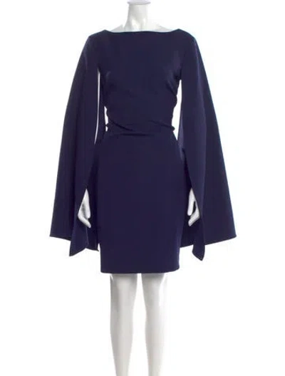 Pre-owned Alberto Makali Bateau Neckline Knee-length Dress In Blue