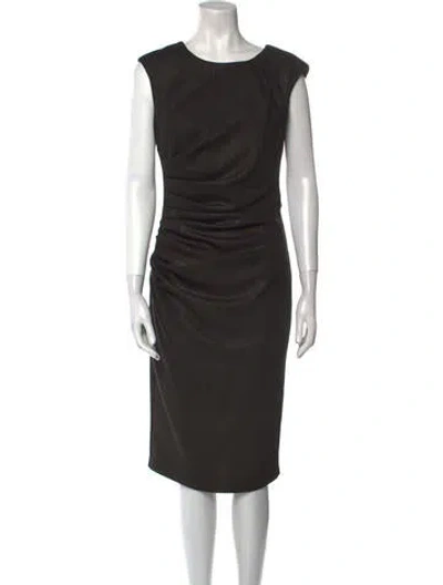 Pre-owned Alberto Makali Bateau Neckline Midi Length Dress In Black