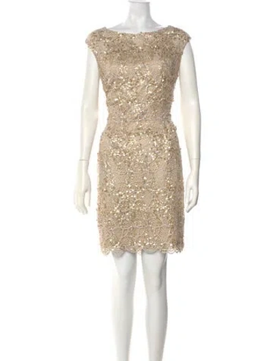 Pre-owned Alberto Makali Bateau Neckline Mini Dress W/ Tags In Neutral