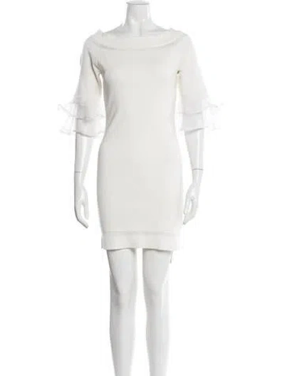 Pre-owned Alberto Makali Bateau Neckline Mini Dress In White
