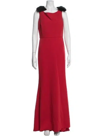 Pre-owned Alberto Makali Cowl Neck Long Dress In Red