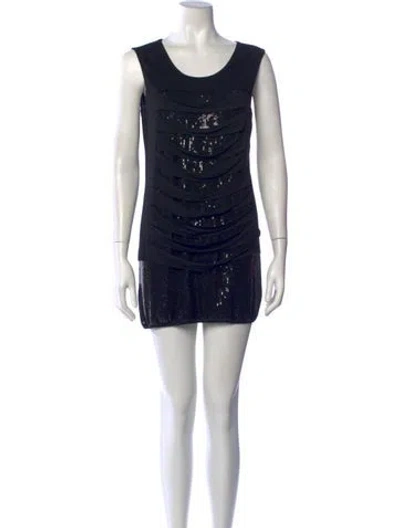 Pre-owned Alberto Makali Crew Neck Mini Dress In Black/blue