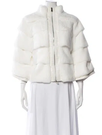 Pre-owned Alberto Makali Faux Fur Jacket In White