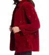 Alberto Makali Faux Fur Jacket With Crystals In Red In Red