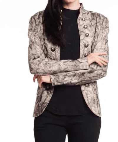 Alberto Makali Faux Suede Animal Print Jacket In Olive In Multi