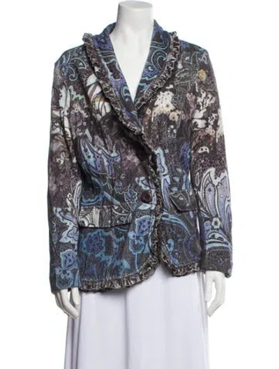 Pre-owned Alberto Makali Floral Print Blazer In Blue