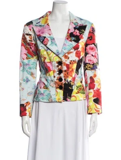 Pre-owned Alberto Makali Floral Print Blazer In Multicolor