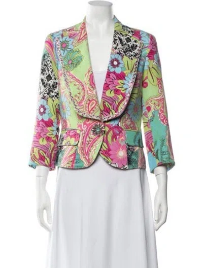 Pre-owned Alberto Makali Floral Print Blazer In Red