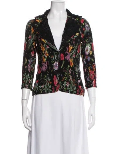 Pre-owned Alberto Makali Floral Print Jacket In Black