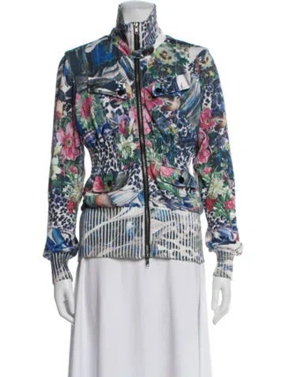 Pre-owned Alberto Makali Floral Print Jacket In Blue