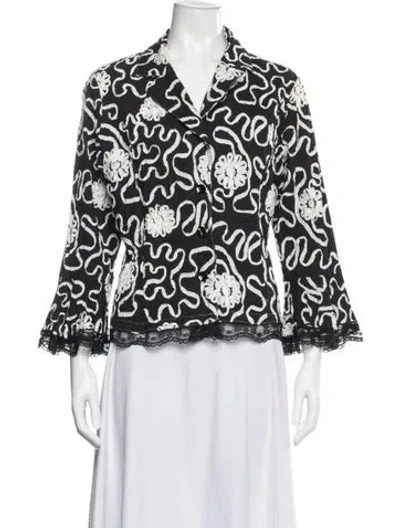Pre-owned Alberto Makali Floral Print Jacket In Blue