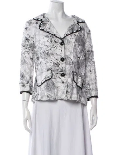 Pre-owned Alberto Makali Floral Print Jacket In White