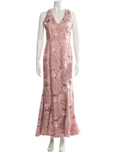Pre-owned Alberto Makali Floral Print Long Dress In Pink