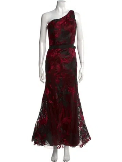 Pre-owned Alberto Makali Floral Print Long Dress In Red