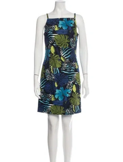 Pre-owned Alberto Makali Floral Print Mini Dress In Blue