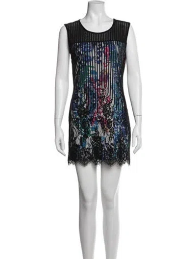Pre-owned Alberto Makali Floral Print Mini Dress In White
