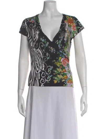 Pre-owned Alberto Makali Floral Print V-neck Sweater W/ Tags In Multi