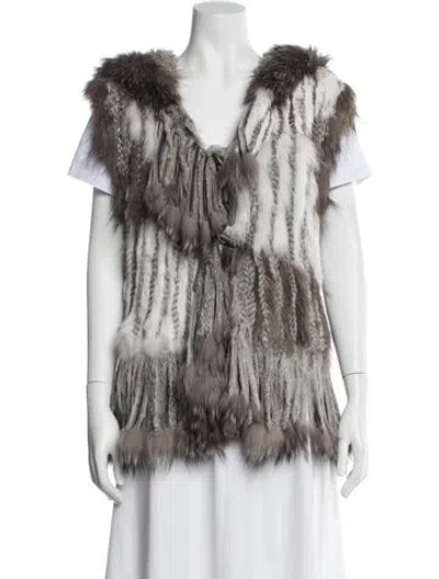 Pre-owned Alberto Makali Fur Striped Vest In Gray