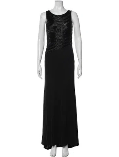 Pre-owned Alberto Makali Graphic Print Long Dress In Black
