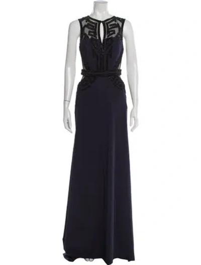 Pre-owned Alberto Makali Graphic Print Long Dress In Blue