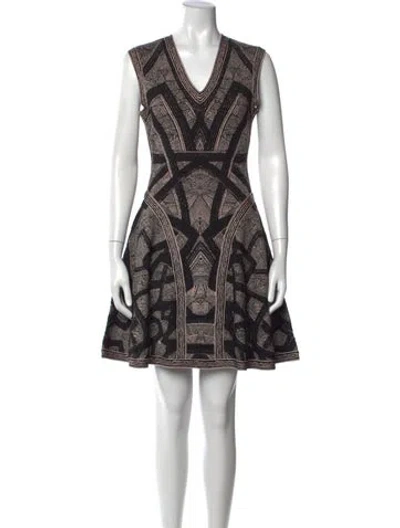 Pre-owned Alberto Makali Graphic Print Mini Dress In Black