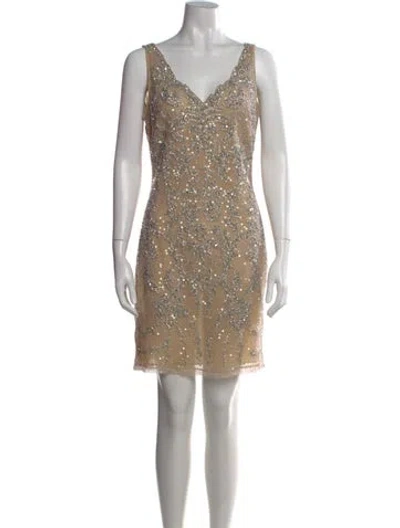 Pre-owned Alberto Makali Graphic Print Mini Dress In Neutral