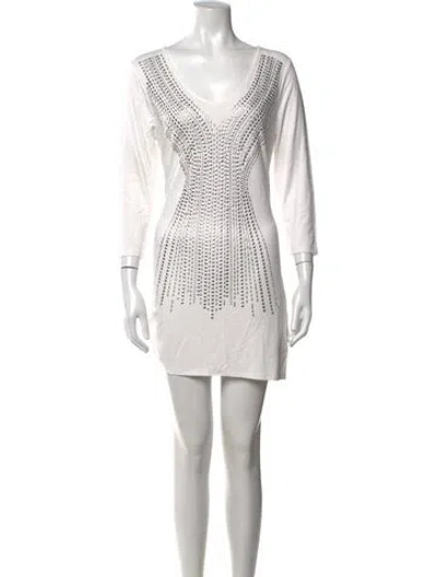 Pre-owned Alberto Makali Graphic Print Mini Dress In White
