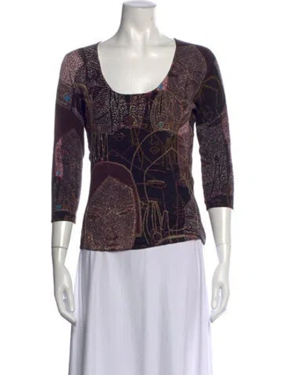 Pre-owned Alberto Makali Graphic Print Scoop Neck Sweater In Multicolor