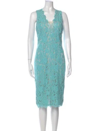 Pre-owned Alberto Makali Lace Midi Length Dress In Blue