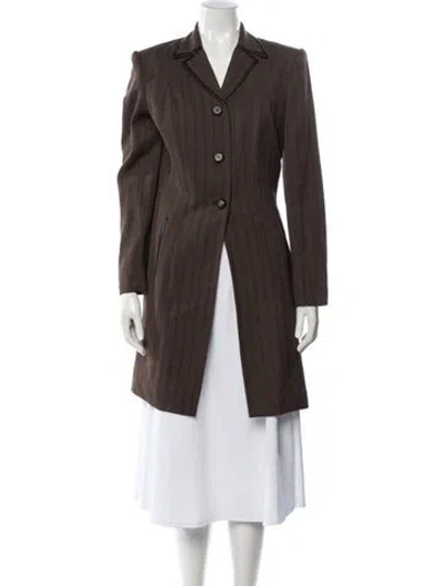 Pre-owned Alberto Makali Leather Striped Jacket In Brown