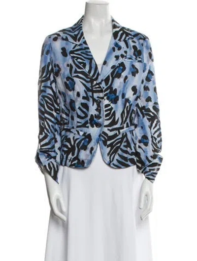 Pre-owned Alberto Makali Linen Striped Blazer In Blue