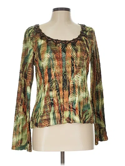 Pre-owned Alberto Makali Long Sleeve Blouse In Green