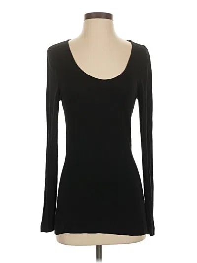 Pre-owned Alberto Makali Long Sleeve Top Black Scoop Neck Tops
