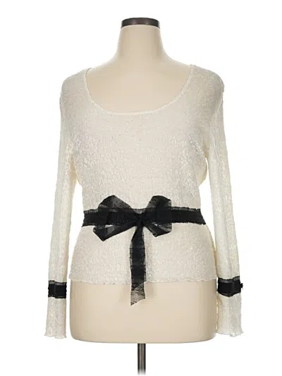 Pre-owned Alberto Makali Long Sleeve Top Ivory Square Neckline Tops