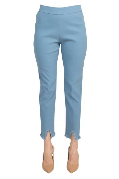 Alberto Makali Mid Waist Pull-on Shark Bite Hem Pant In Denim In Blue