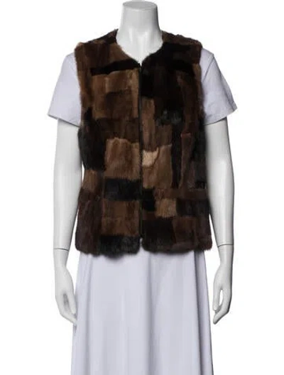 Pre-owned Alberto Makali Mink Patterned Vest In Brown
