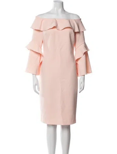 Pre-owned Alberto Makali Off-the-shoulder Knee-length Dress In Pink