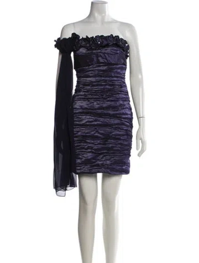 Pre-owned Alberto Makali Off-the-shoulder Mini Dress In Blue