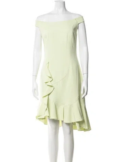 Pre-owned Alberto Makali Off-the-shoulder Mini Dress In Green