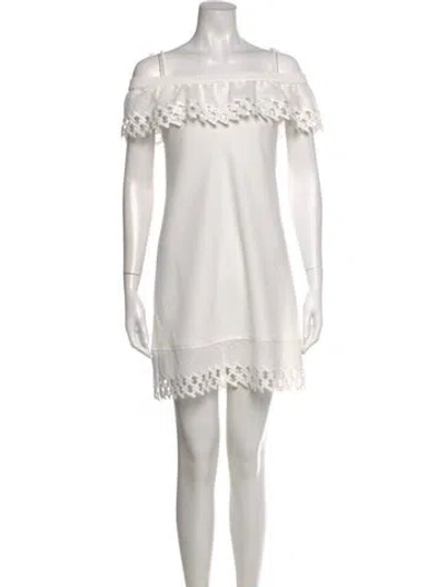Pre-owned Alberto Makali Off-the-shoulder Mini Dress In White