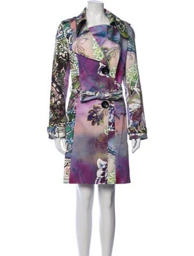 Pre-owned Alberto Makali Paisley Print Coat In Purple