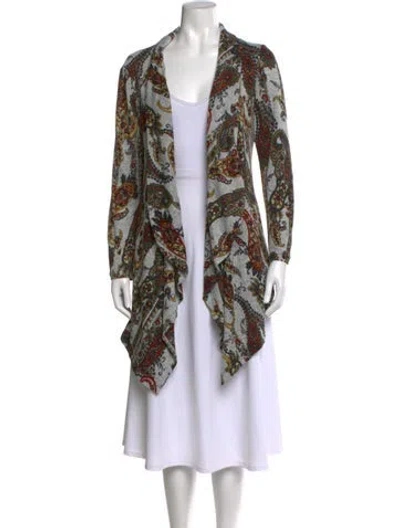 Pre-owned Alberto Makali Paisley Print Open Front Sweater In Multi