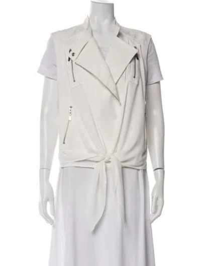 Pre-owned Alberto Makali Patterned Biker Jacket In White