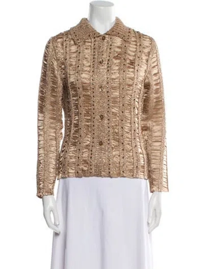 Pre-owned Alberto Makali Patterned Long Sleeve Button-up Top In Neutral