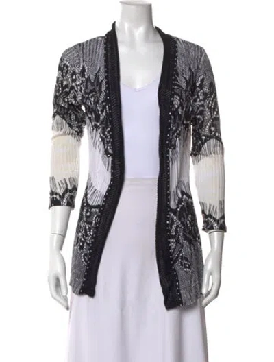 Pre-owned Alberto Makali Patterned Open Front Sweater In Black