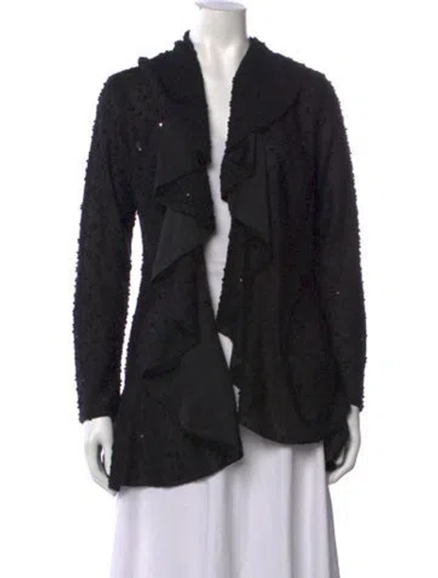 Pre-owned Alberto Makali Patterned Open Front Sweater In Black