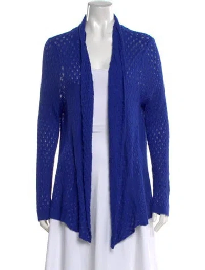 Pre-owned Alberto Makali Patterned Open Front Sweater In Blue
