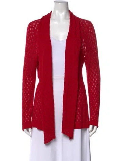 Pre-owned Alberto Makali Patterned Open Front Sweater In Red